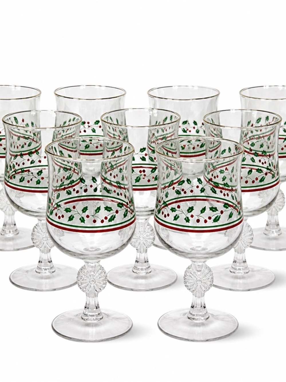 Vintage Arby's Christmas Holly Berry Wine Glasses Libbey 1986
Bow Stem Set of 9 - Picture 9 of 16